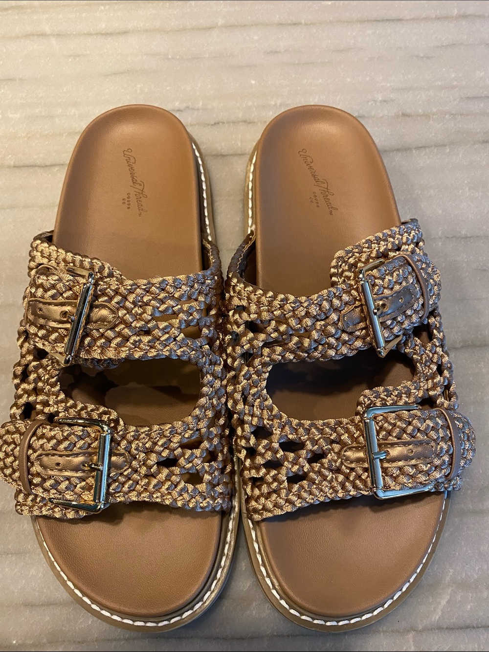 Universal Thread Braided Double-Buckle Slide Sandals - Tan